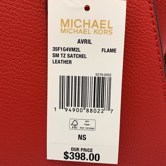 Michael Kors Avril Small Leather Top-Zip Satchel Color Flame - Picture 16 of 16